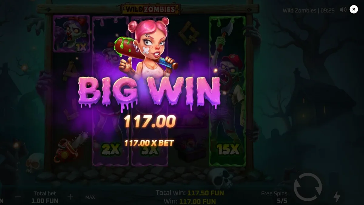 Tampilan visual slot Wild Zombies dengan tema kiamat zombie yang penuh warna.