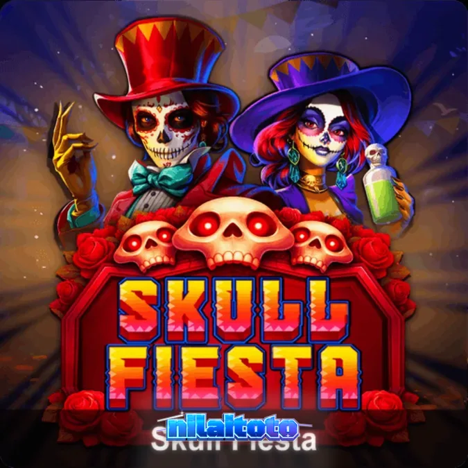 Tampilan visual slot Skull Fiesta dengan tema Day of the Dead yang meriah.