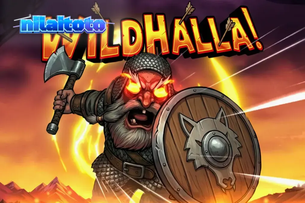 Tampilan visual slot Wildhalla dengan latar belakang mitologi Viking dan elemen grafis yang tajam.